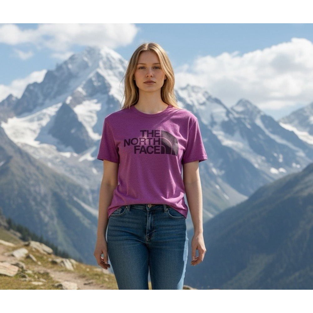 North Face Graphic Tee Medium Pink Logo T Shirt Women's Short Sleeve Outdoor